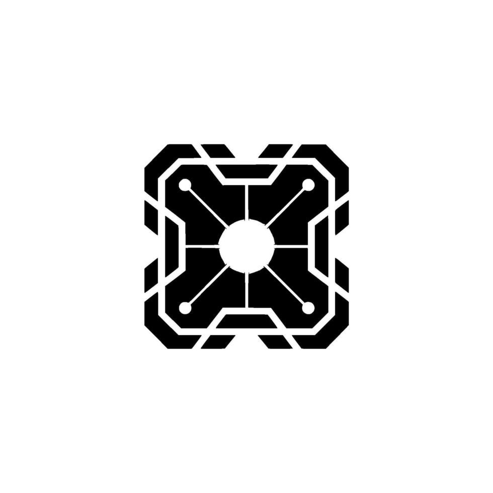 Futuristic Tech Geometric Core With Energy Burst, Minimalist vector