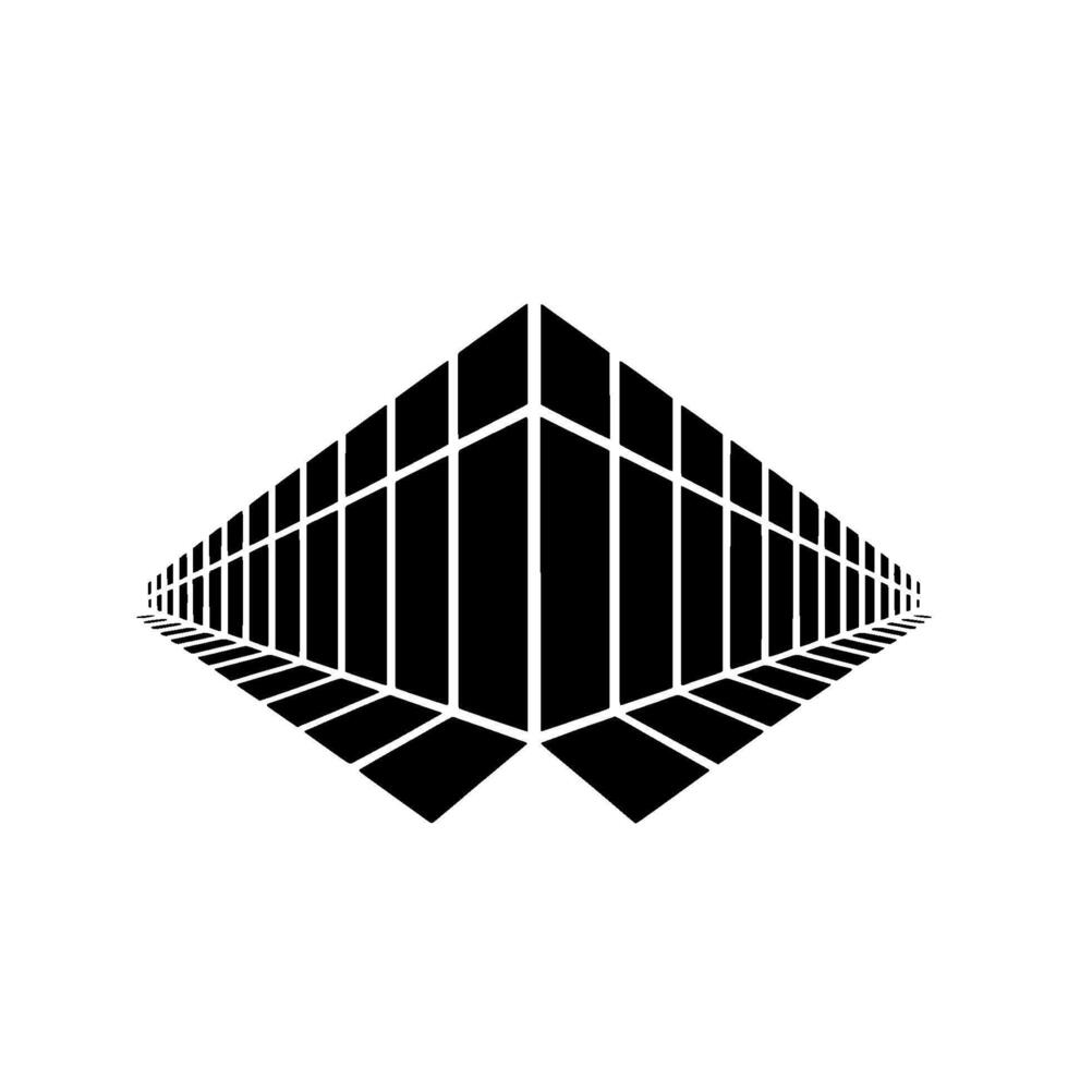 Abstract Modern Building in Perspective Black White Minimalist vector