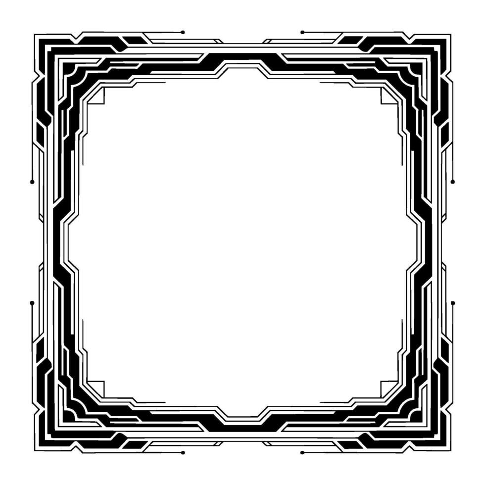 Futuristic Tech Frame, Geometric Border, Illustration, Cyberpunk Style vector