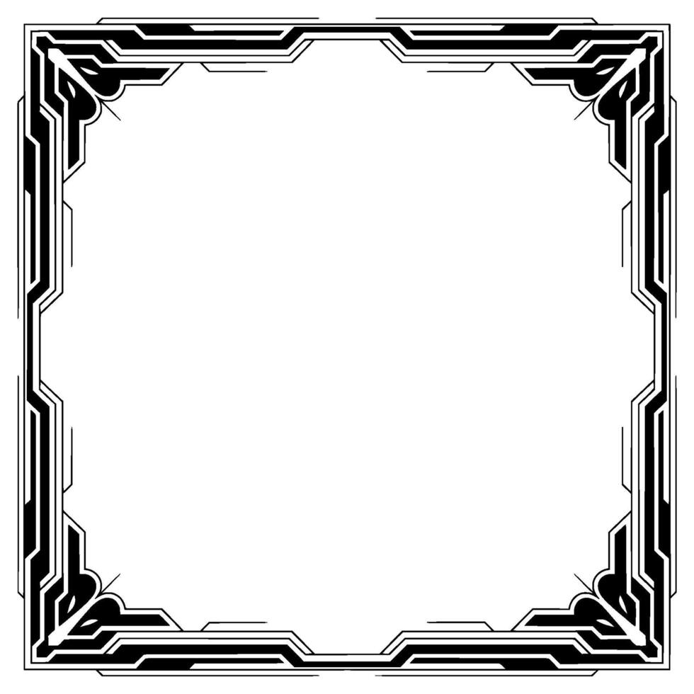 Geometric Art Deco Frame With Empty Center, Black and White vector