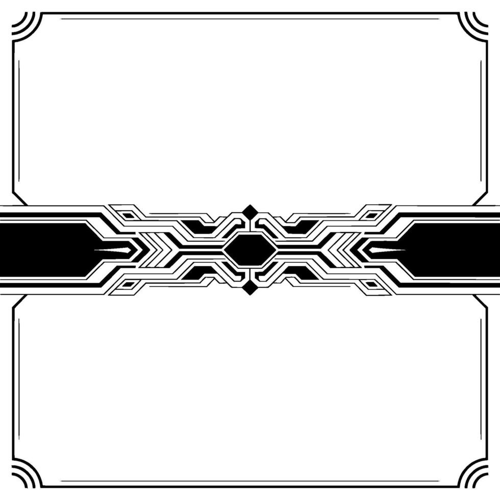 Art Deco Geometric Frame With Circuit Board Elements Illustration vector