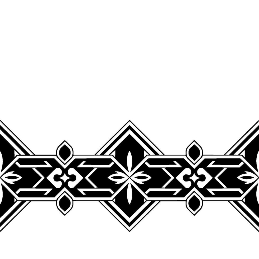 Geometric Border Black White Ornamental Pattern on White Background vector