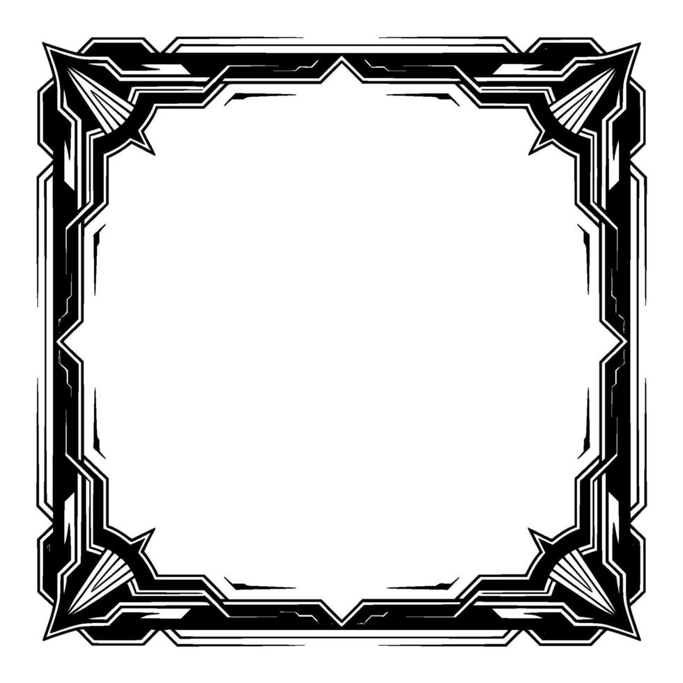 Art Deco Frame Geometric , Silver and Black Border, Isolated vector