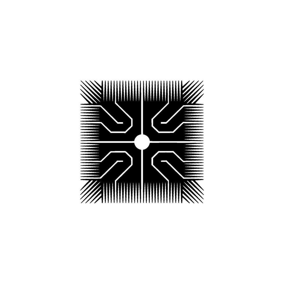 Geometric Black White Digital Circuitry on White Background vector