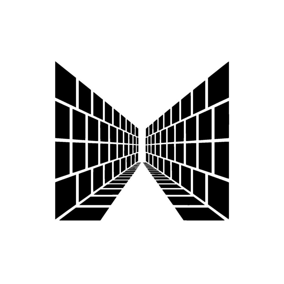 Abstract Geometric Perspective Black and White Architectural vector