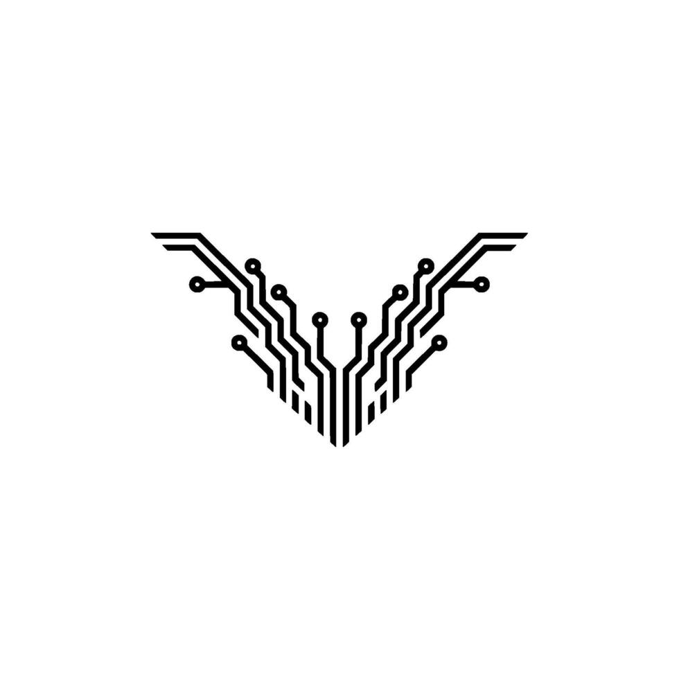 Geometric Circuit Board on White, Tech , Minimalist . vector