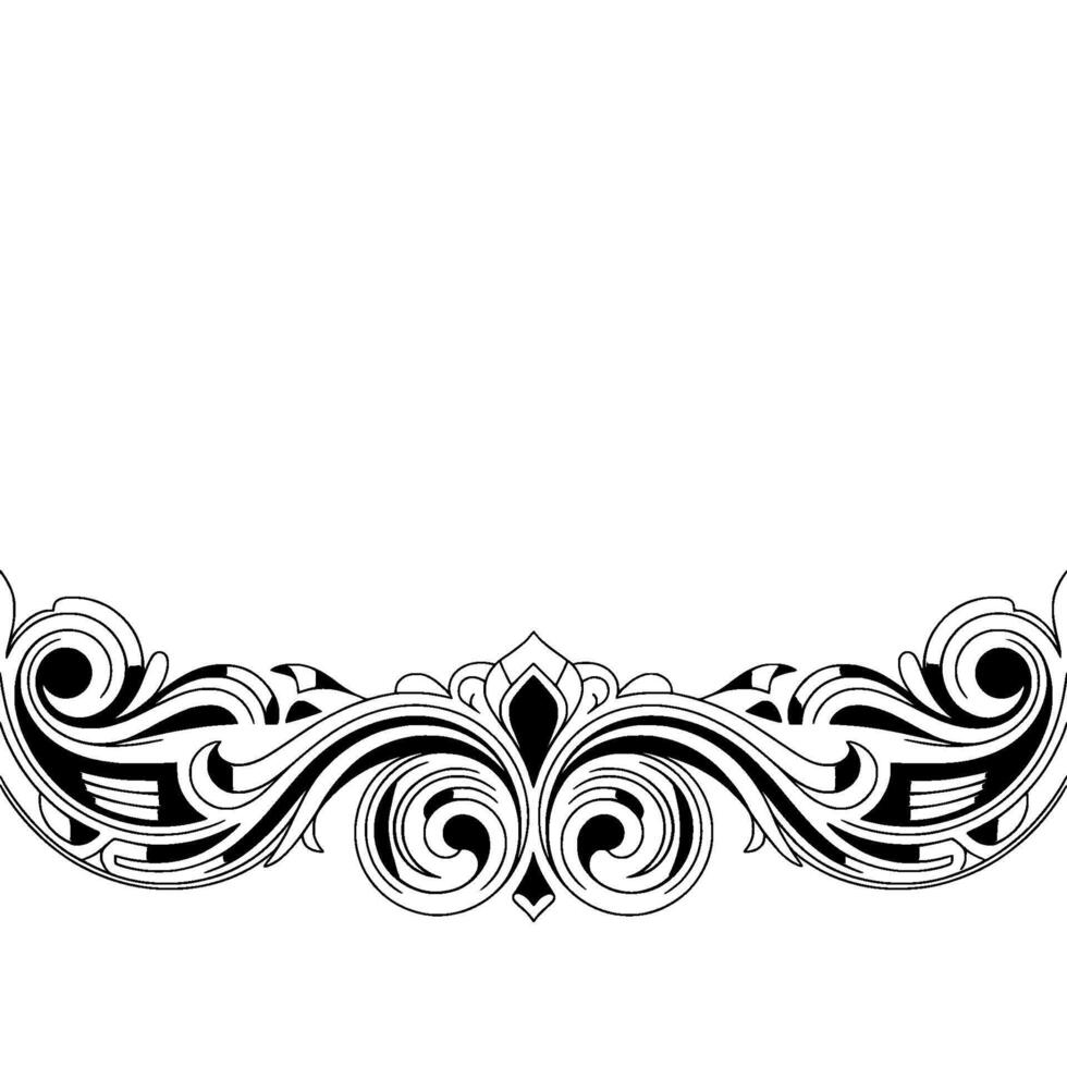 Elegant Floral Border in Monochrome With Gradient Elements Background vector