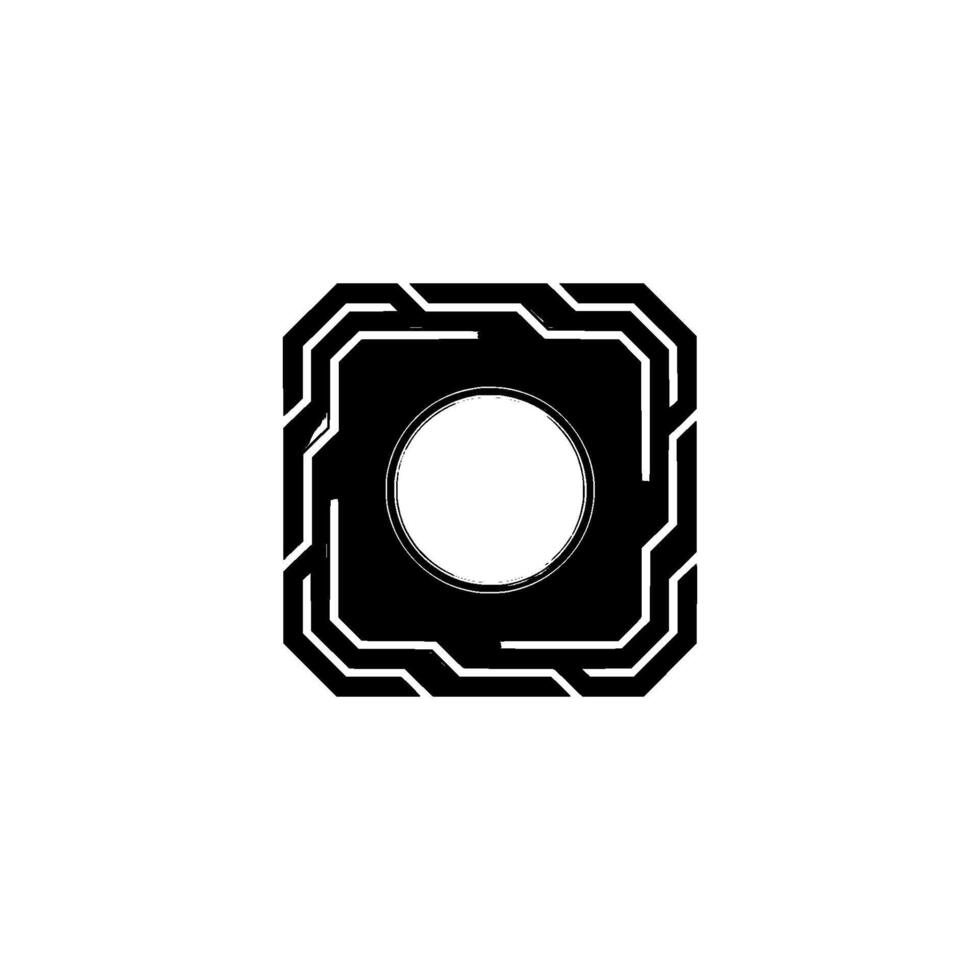 Futuristic Geometric Glowing Orb in Black and White Frame vector