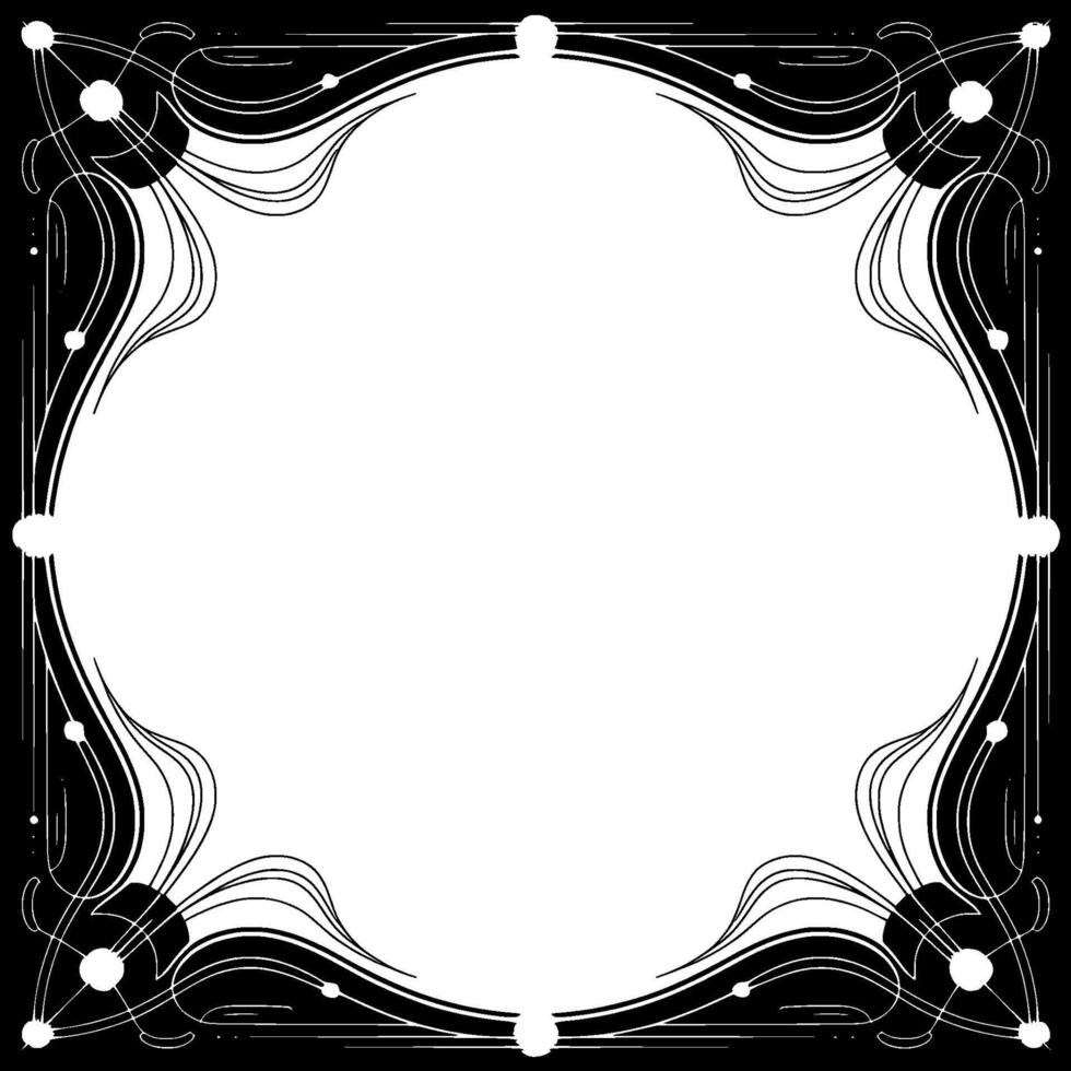 Elegant Art Nouveau Frame With Gradients, Black and White, Invitation Template vector