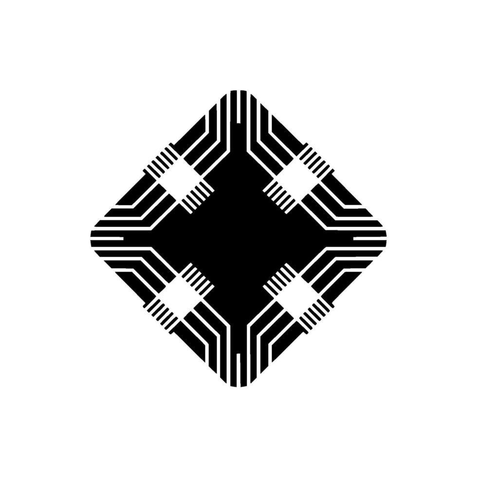 Abstract Circuitry Diamond , Tech in Black White vector