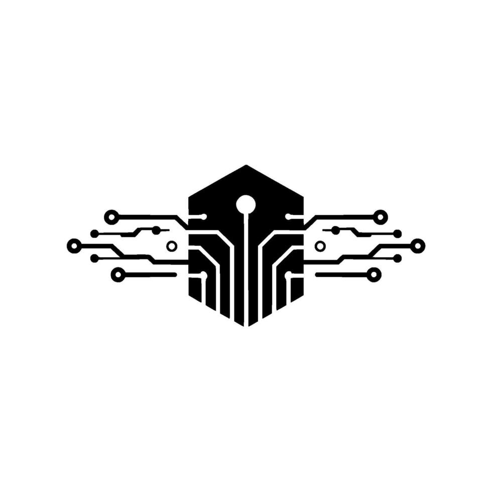 Tech House Geometric Circuit Board on White vector