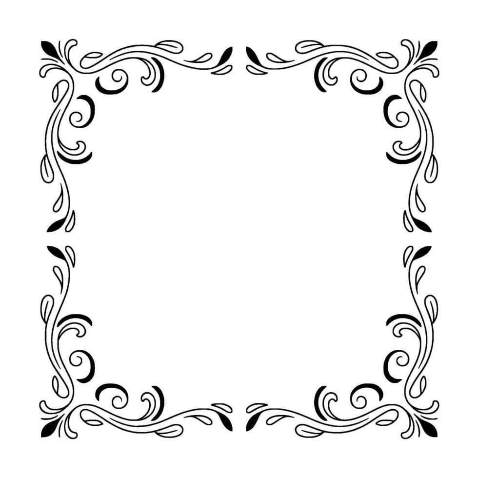 Elegant Floral Frame Black White Flourish Border for Invitations vector