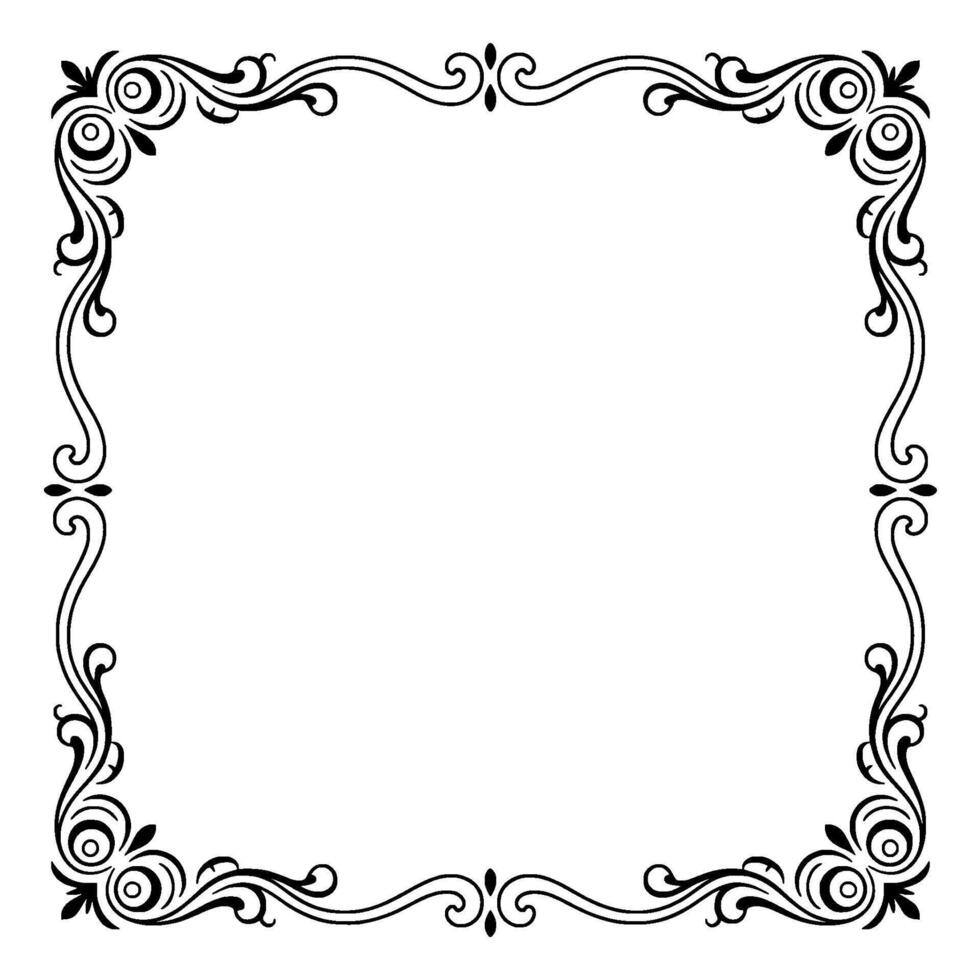 Elegant Black and White Swirl Frame , Decorative Border Element vector