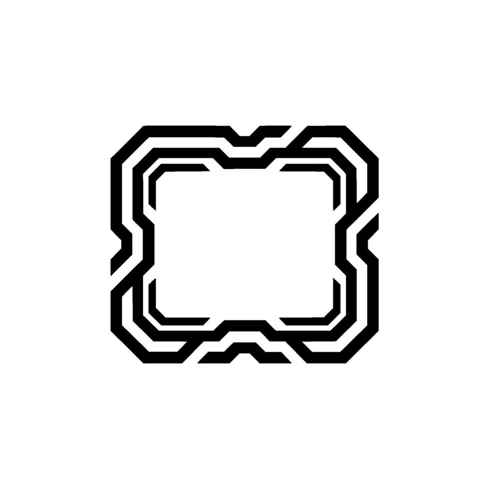 Geometric Tech Frame Minimalist Black and White , Abstract Border vector