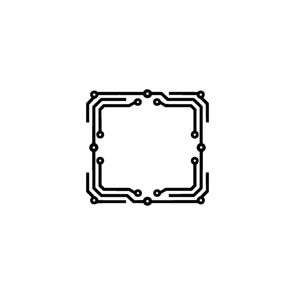 Circuit Board Square Frame on Gray Background Tech vector