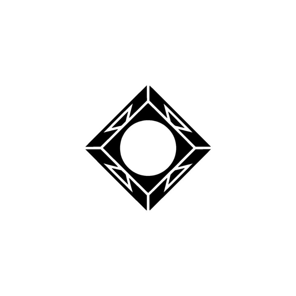 Geometric Black Diamond With Circle and Decorative Angles on White vector