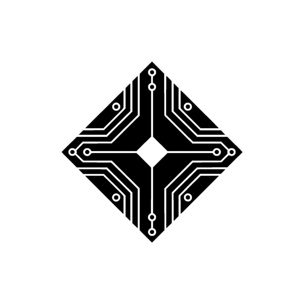 Minimalist Circuit Board in Diamond Shape vector