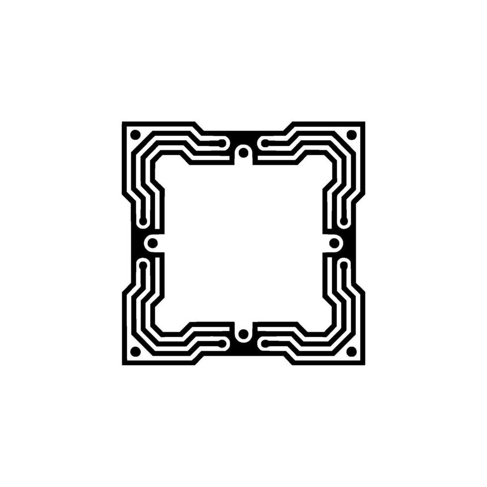 Circuit Board Square Frame Minimalist Tech vector