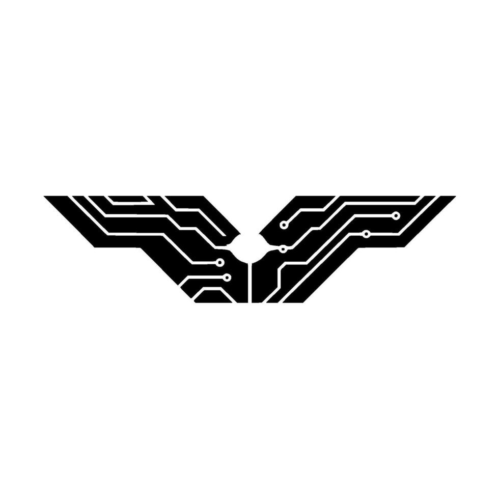 Abstract Tech Wing Circuit Board in Minimalist Style vector