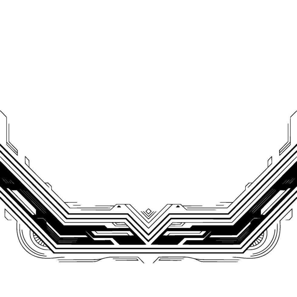 Futuristic Tech Border Minimalist Black White for Digital Interface vector