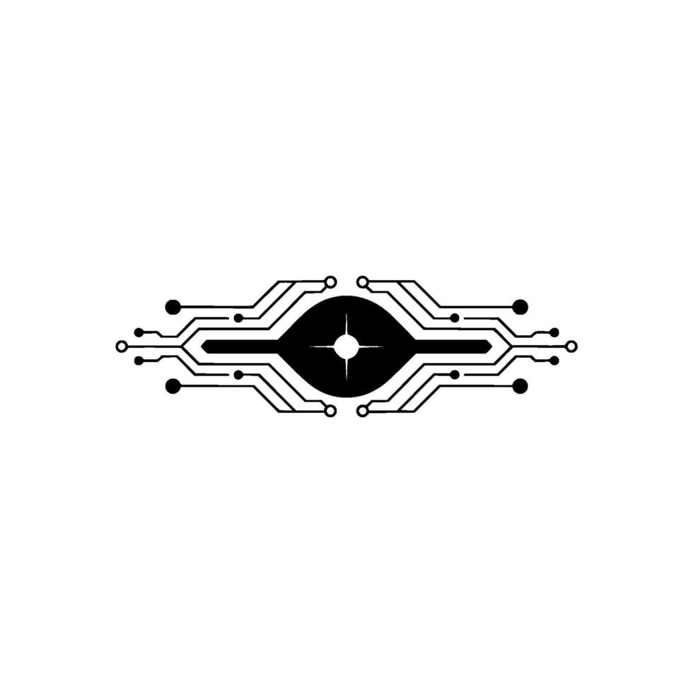 Futuristic Tech Eye Minimalist Circuit on White vector