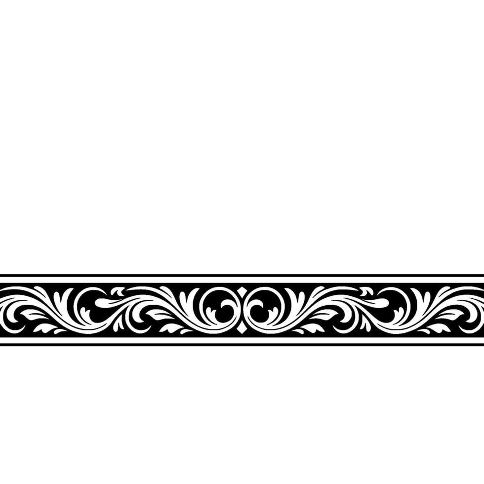 Elegant Black and White Floral Border Element vector