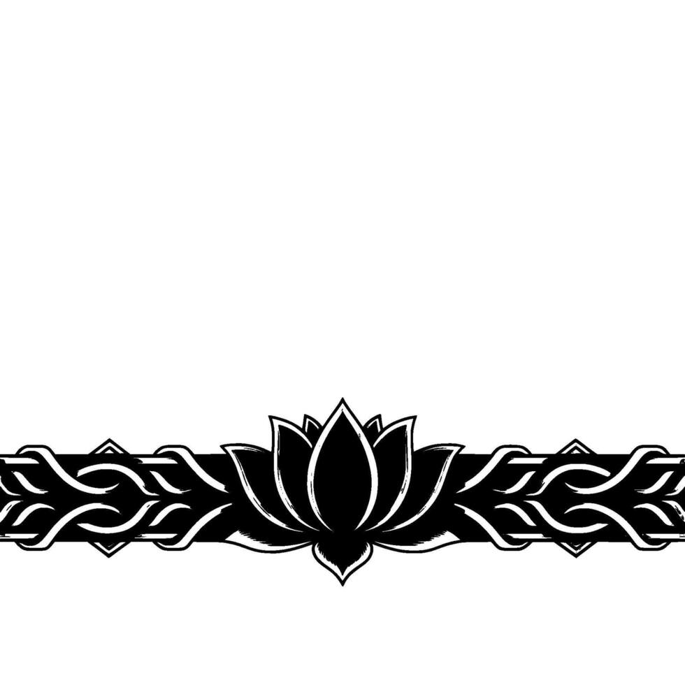 Elegant Black and White Lotus Border vector