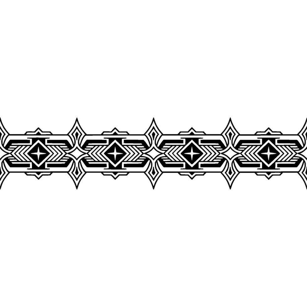 Geometric Ornamental Border Pattern, Art Deco Style, Monochromatic vector