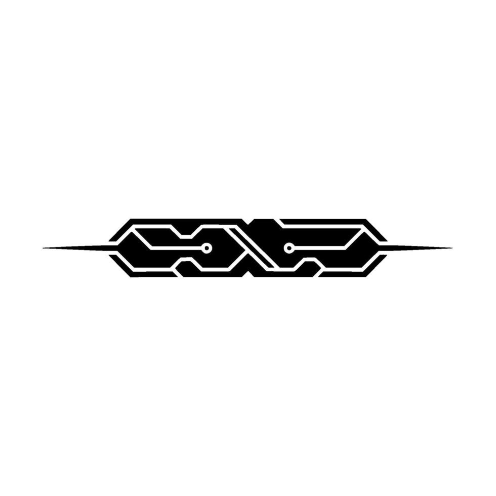 Futuristic Tech Divider Element in Black, on White Background vector