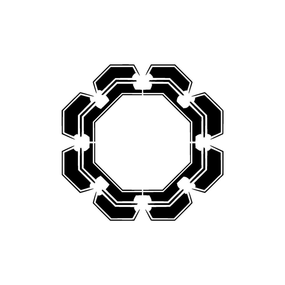 Geometric Badge With Starburst, Black White Abstract vector