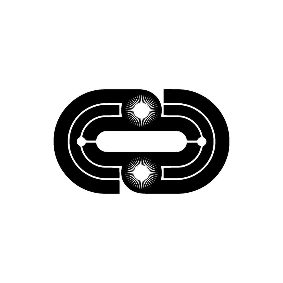 Abstract Geometric Chain Black and White, Retro Element vector