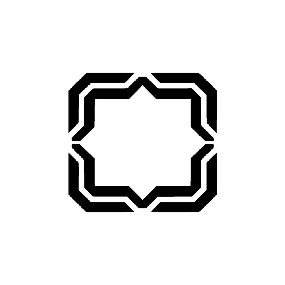 Geometric Black Starburst Frame on White, Abstract Element vector