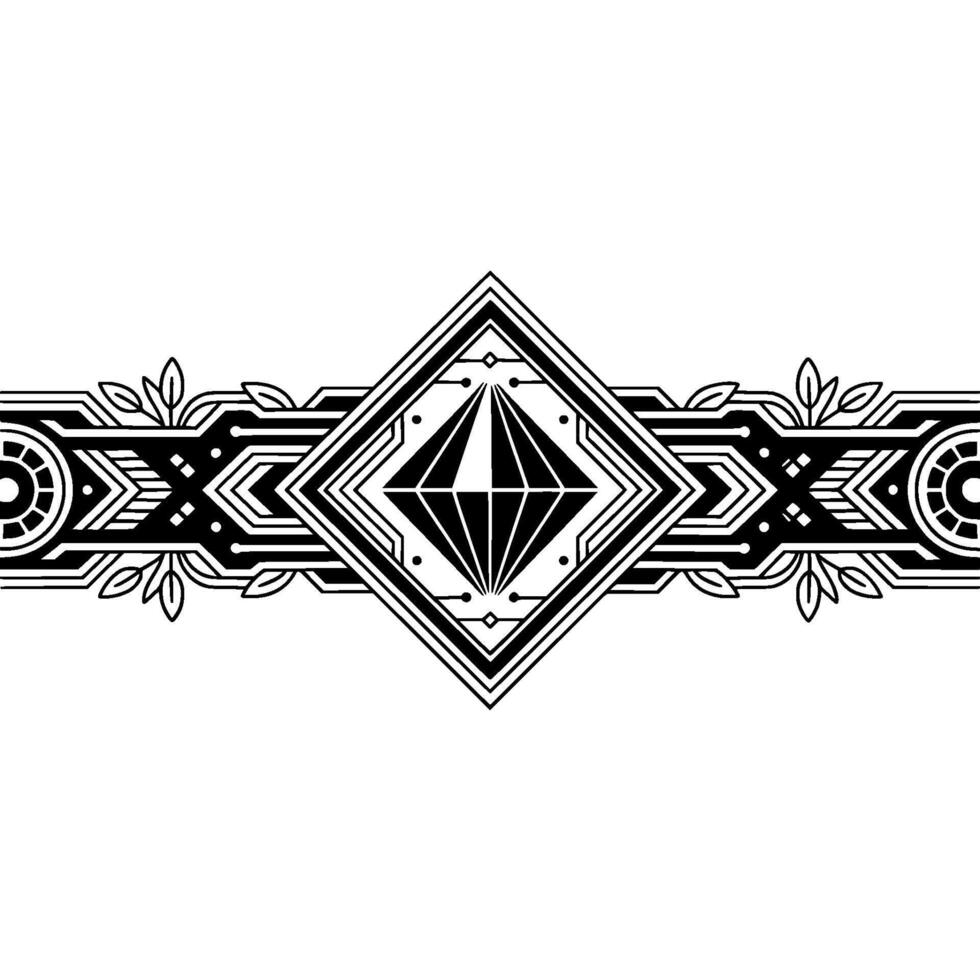 Art Deco Diamond Ornament on White Background vector