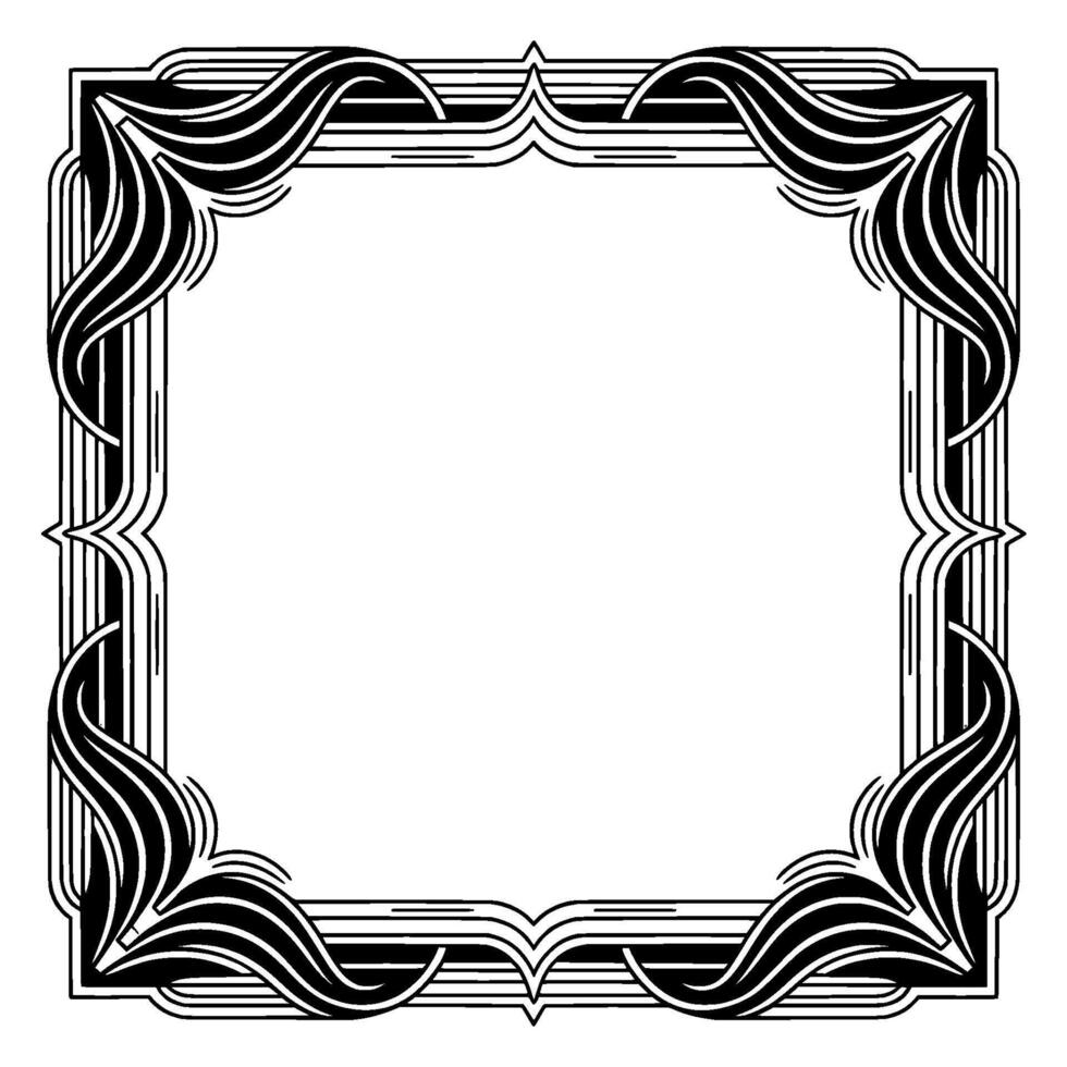Art Deco Frame, Elegant Black and White Border vector