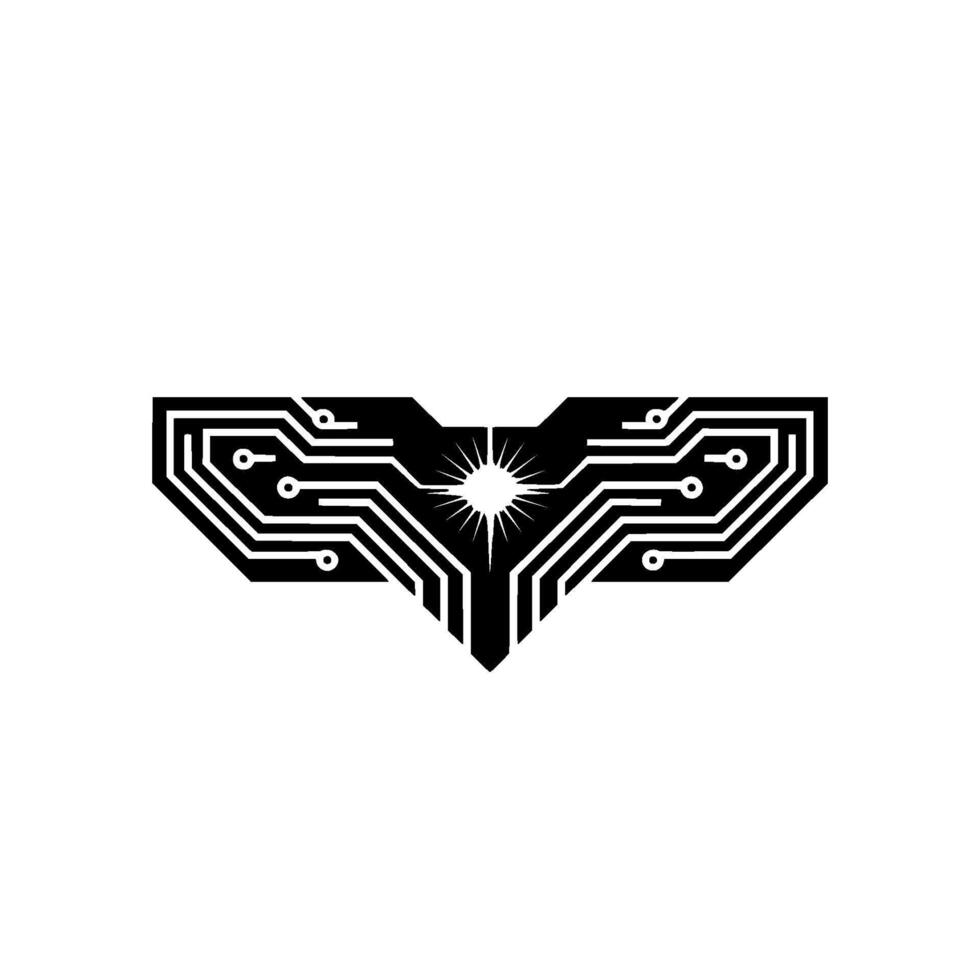 Abstract Circuit Board Emblem, Technology, Starburst Core, Minimalist vector