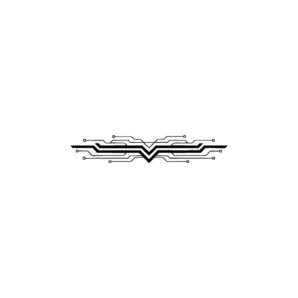 Abstract Circuitry Element Minimalist Tech Symbol on White vector