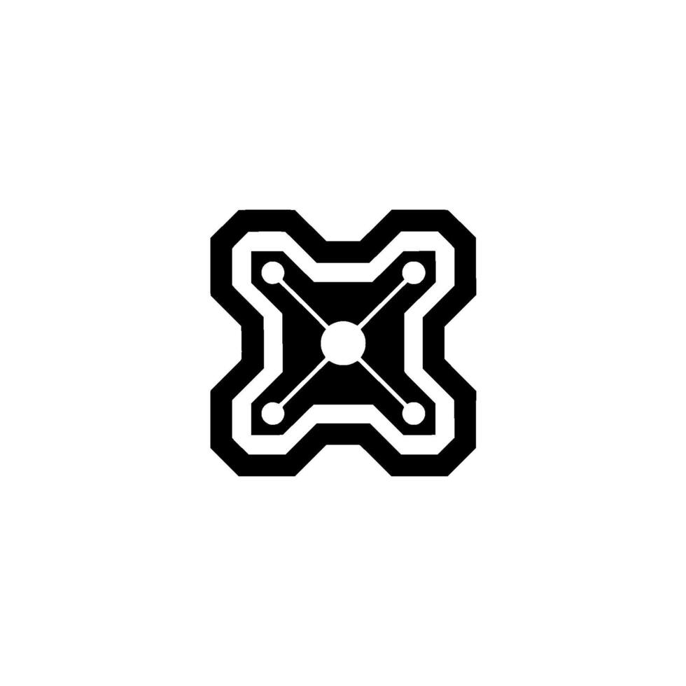 Modern Tech Abstract Circuit , Monochrome, Minimalist vector