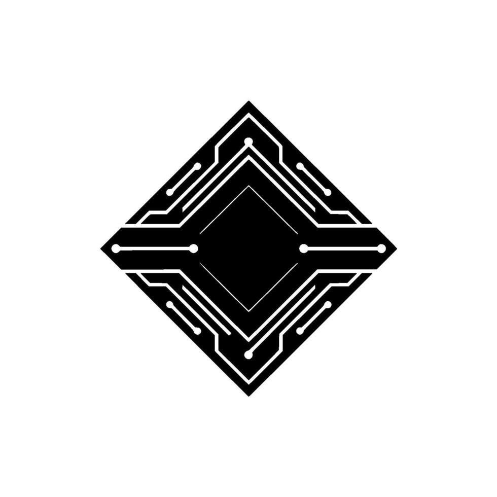 Abstract Circuit Board in Diamond Shape, Minimalist Tech vector