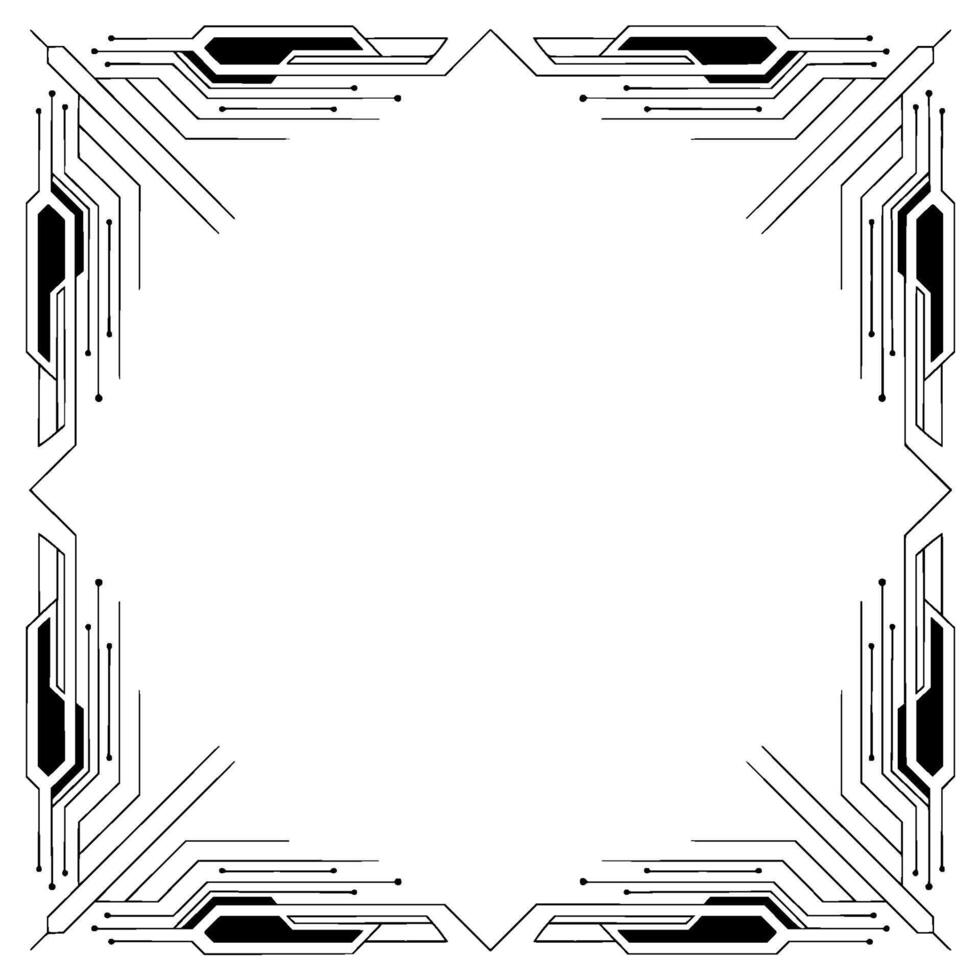 Tech Frame Futuristic Circuit Board Border, Minimalist , Blank Space vector
