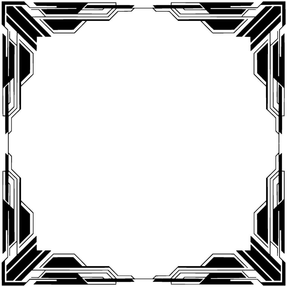 Art Deco Frame Element, Black White Geometric Border, Elegant vector