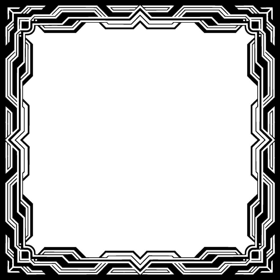 Art Deco Frame, Geometric Border, Black and White Template vector