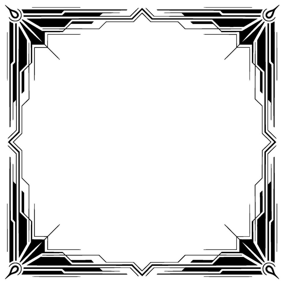 Art Deco Geometric Frame With Clean Lines in Black and White vector