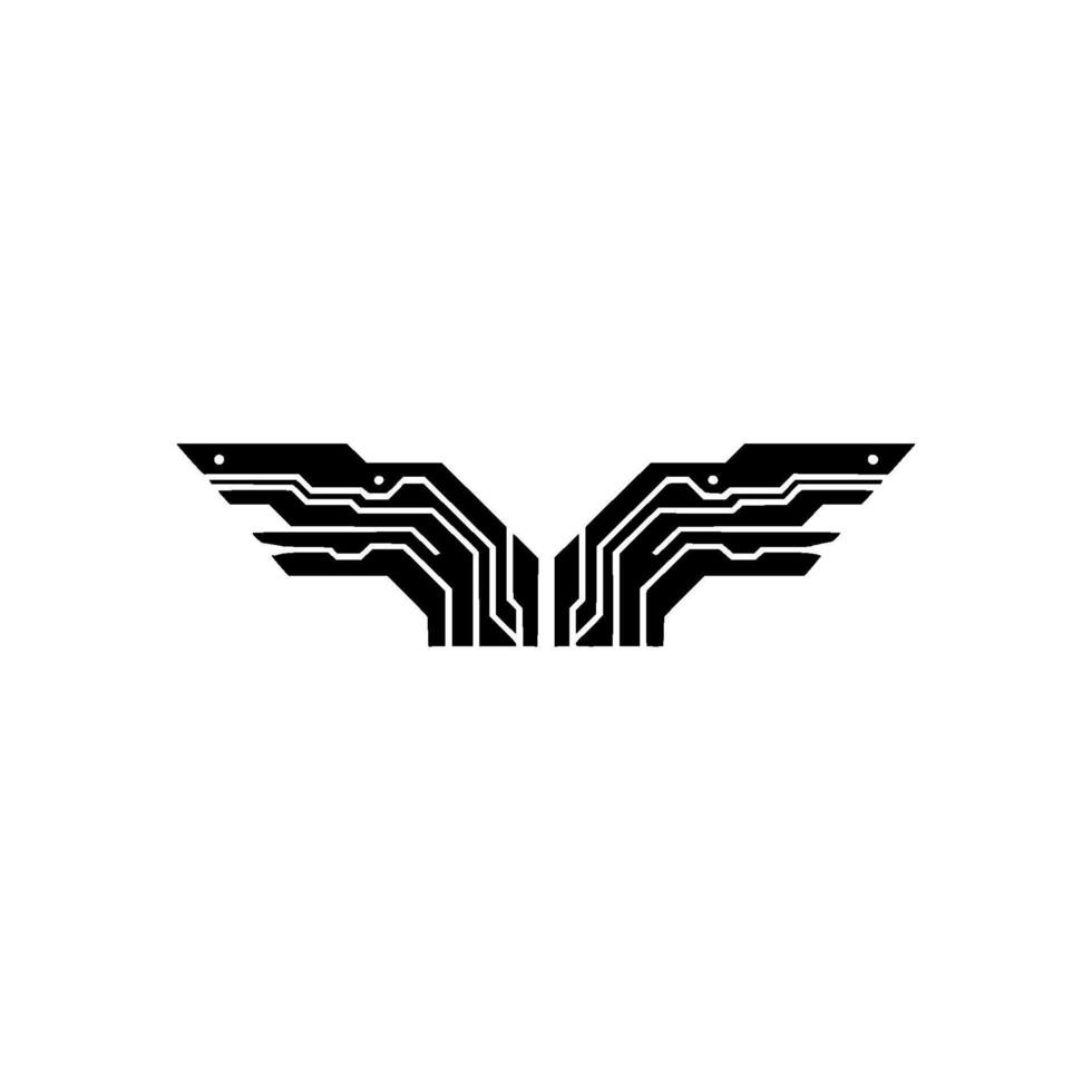 Tech Wing Abstract Circuit Board Symbol on Gradient Background vector