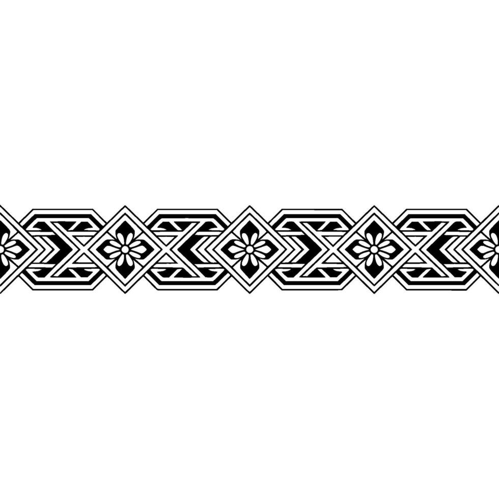 Geometric Floral Border Black and White Pattern vector