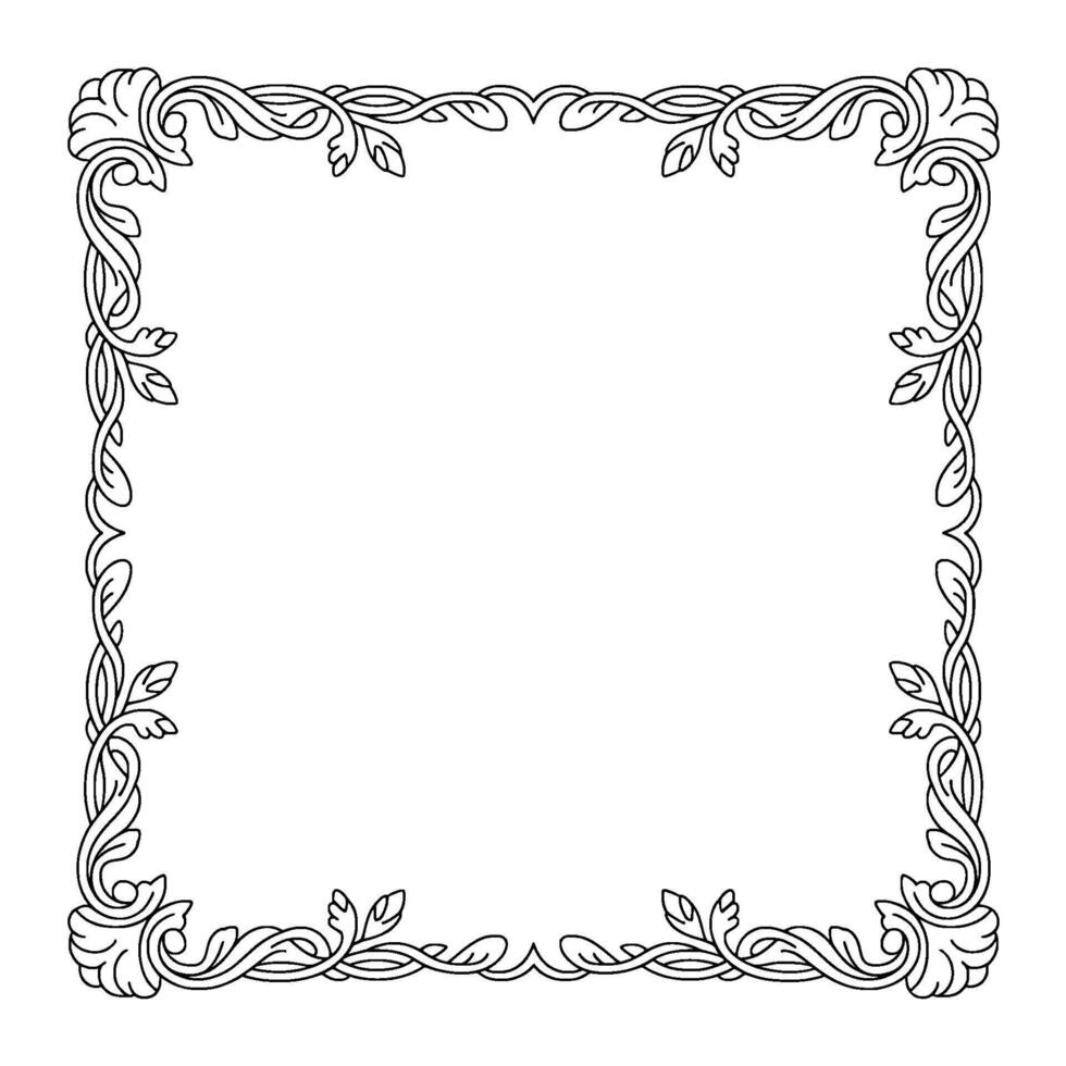 Elegant Floral Frame , Black and White, Ornate Border vector
