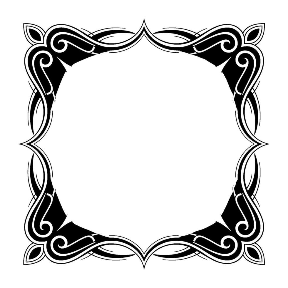 Elegant Black and White Frame With Decorative Scrollwork Shadow vector