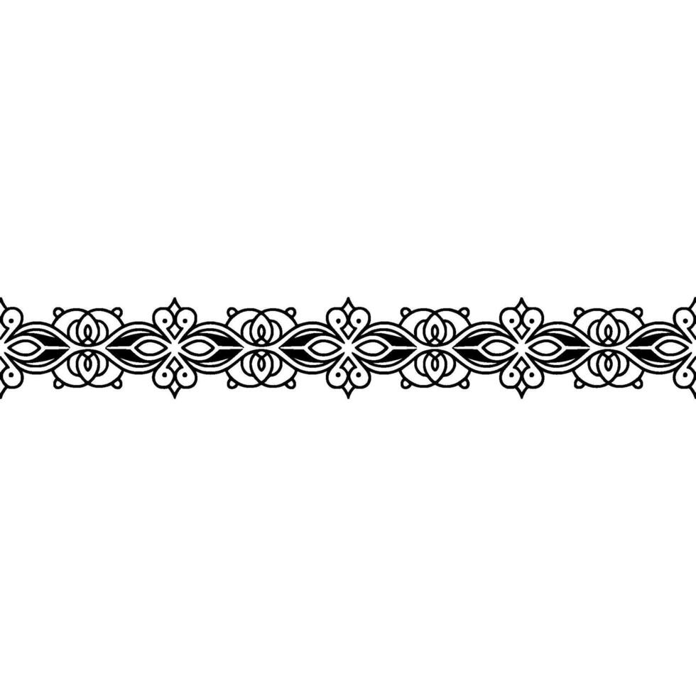 Decorative Black Line Ornament on White Background Pattern Border vector