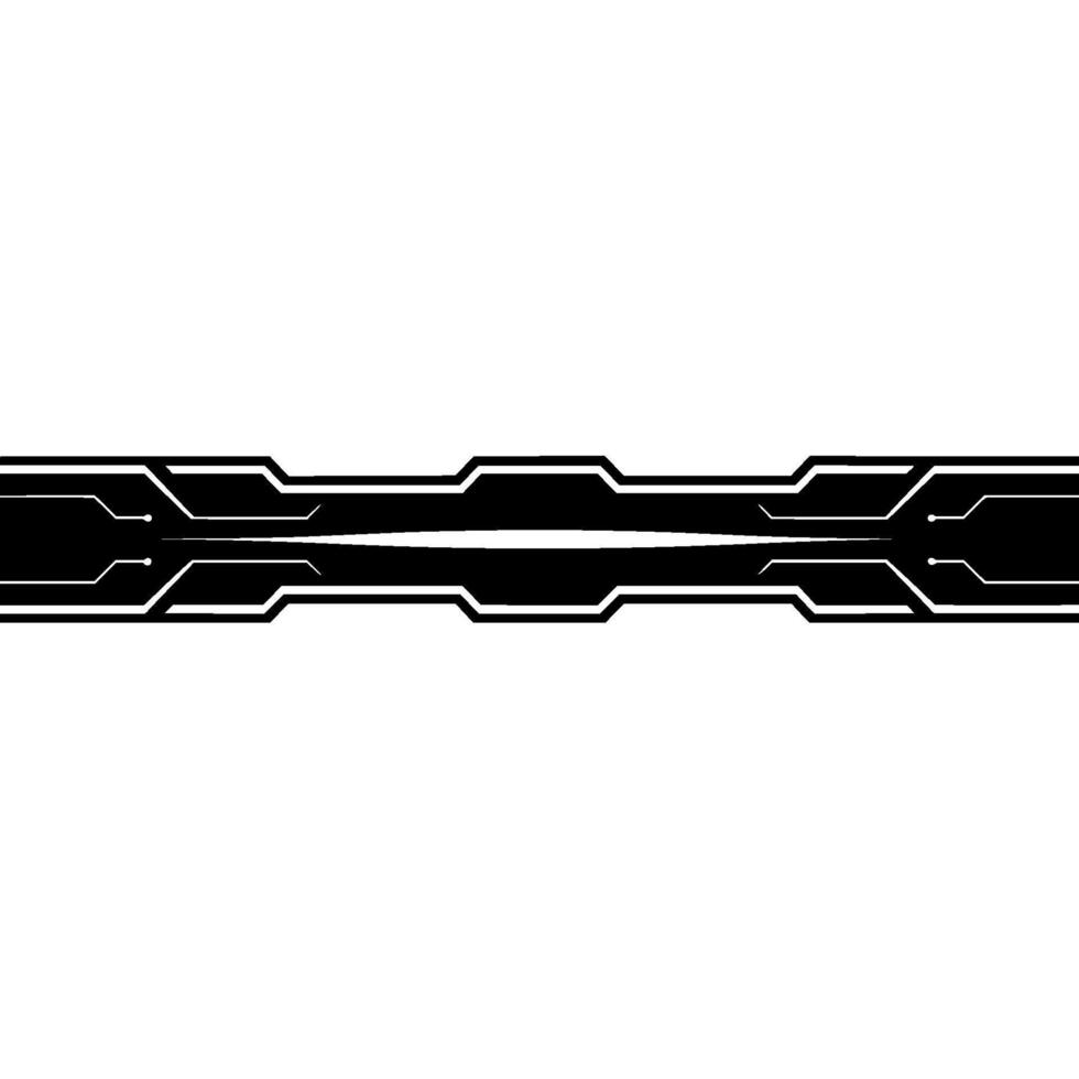 Minimalist Tech Border Black Circuitry on White, Futuristic vector