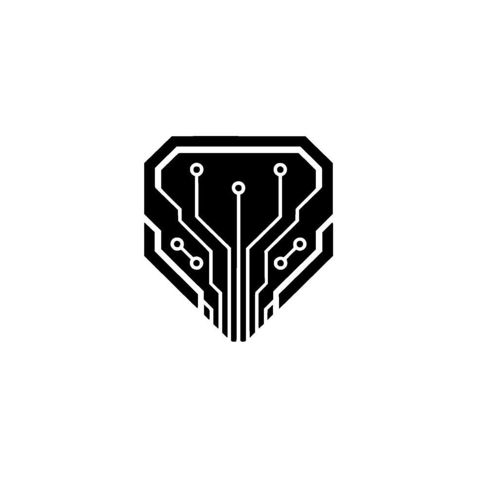 Geometric Circuit Board Tech, Modern, Minimalist, Monochrome vector