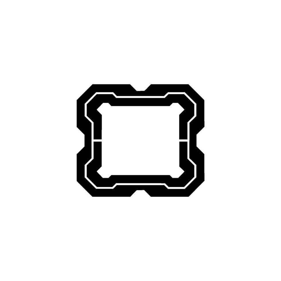 Futuristic Tech Frame Black Rectangular Border on Gray Background vector